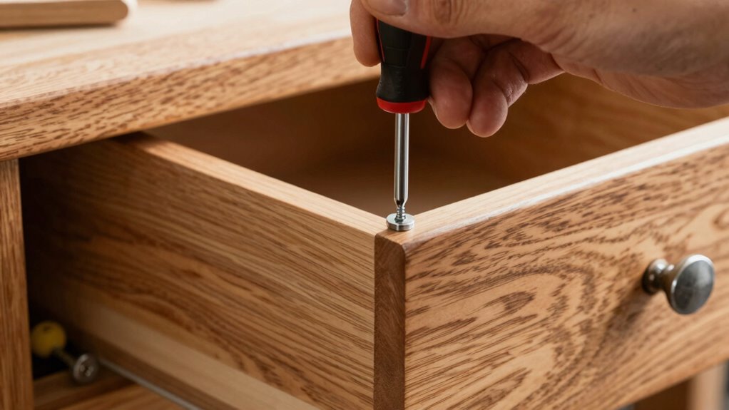 adjust screws for drawer fit