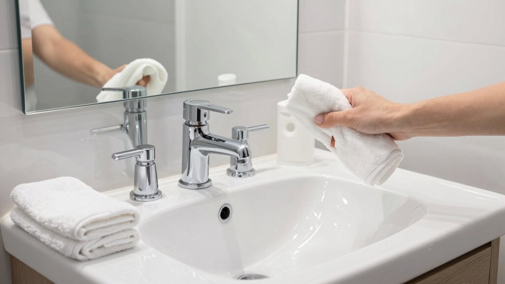 clean mirrors and fixtures