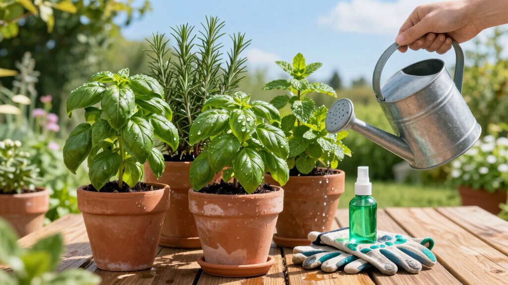 consistent herb watering practices