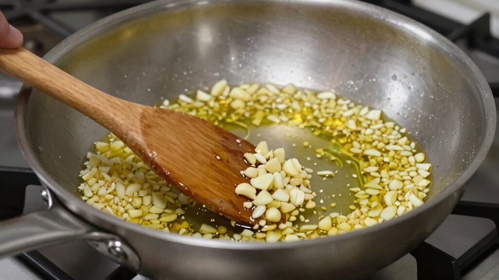 cook garlic briefly carefully