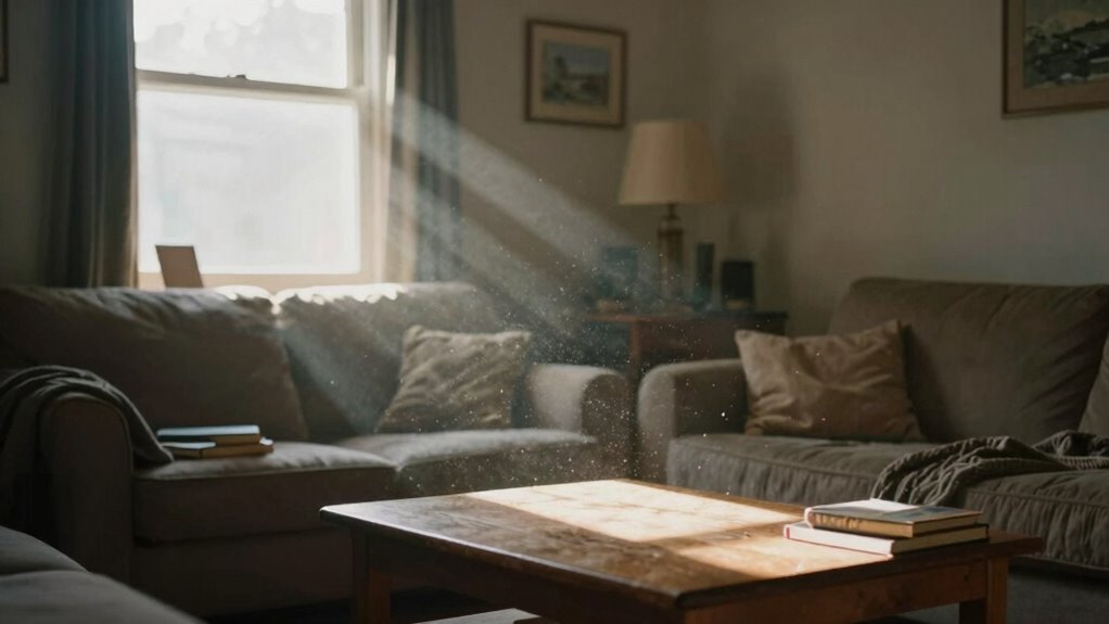 dust accumulates without visible particles