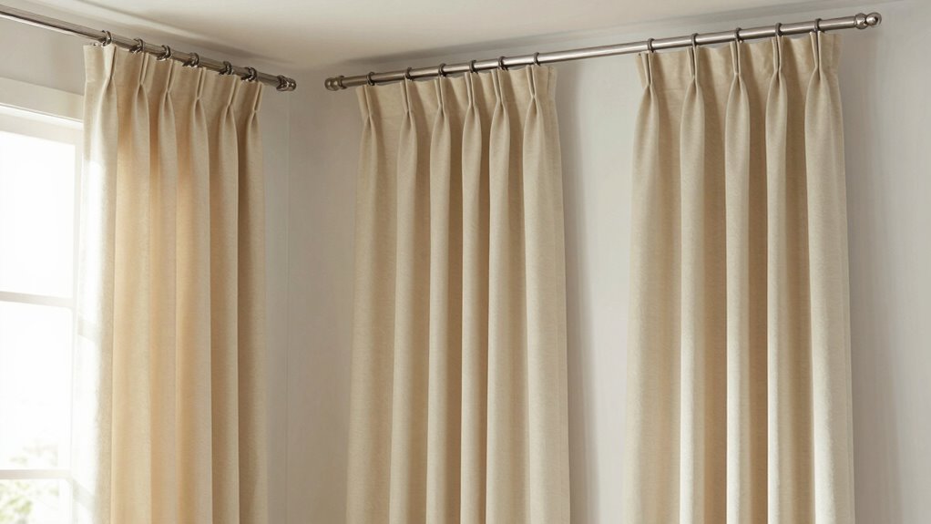 evenly aligned curtain panels