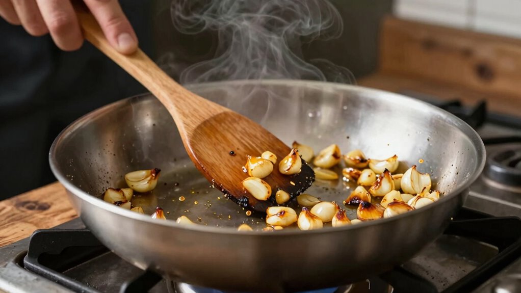 handle garlic burning carefully