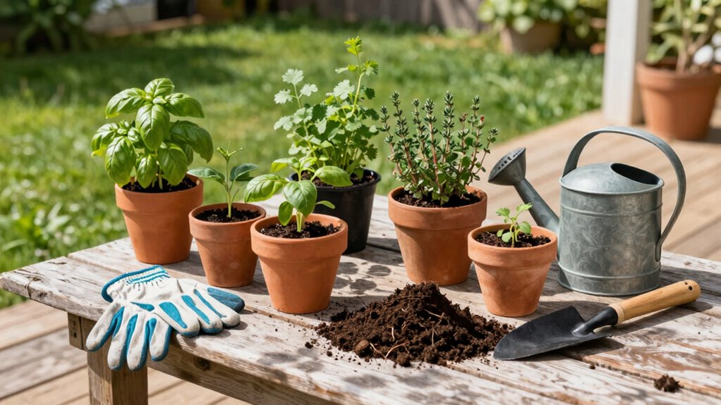 prepare containers and soil