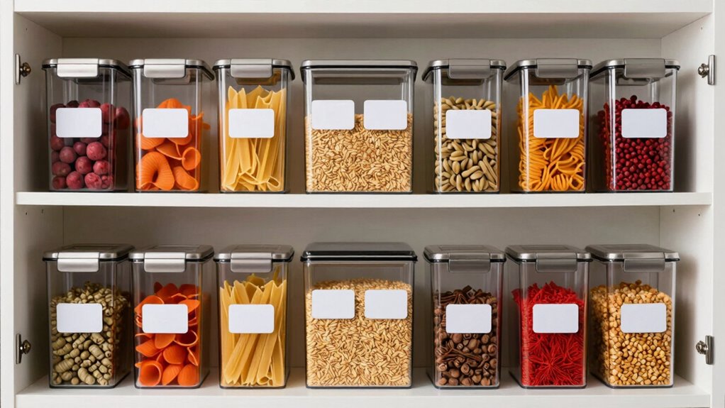 use clear labeled containers