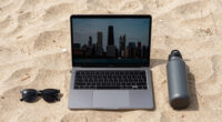 What you see in the Sun, is the Chicago skyline from the Indiana Dunes beach, across Lake Michigan. You can see it from 50 miles of distance due to a form of superior mirage, because the skyline is seen above where it's actually located.